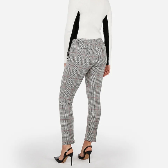 Express Mid Rise Plaid Columnist Ankle Pant - Picture 3 of 8